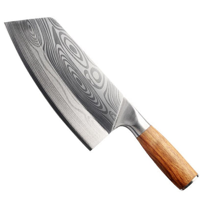 KD Damascus Pattern Steel Cleaver Kitchen Knife - Default Title - Knife Depot Co.